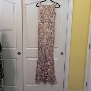 Pink Sequin Mermaid Dress, Size 6, Prom or Formal Dress & Matching earrings